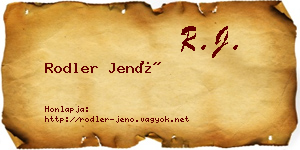 Rodler Jenő névjegykártya